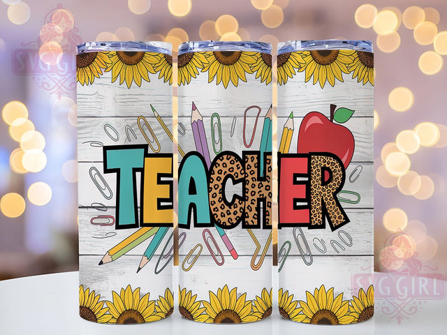 Sunflower Teacher Tumbler Wrap, Sunflower Teacher Tumbler, 20oz Sublimation Tumbler, Educator Gift Tumbler, Floral Teacher Design, Back to School Tumbler, Inspirational Teacher Tumbler Sublimation SvggirlplusArt 