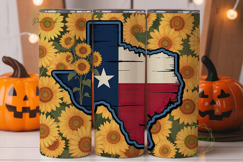 Sunflower Texas Flag 20oz Tumbler Wrap Sublimation PixelChick 