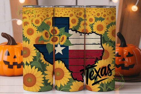 Sunflower Texas Flag 20oz Tumbler Wrap Sublimation PixelChick 