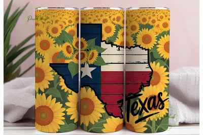 Sunflower Texas Flag 20oz Tumbler Wrap Sublimation PixelChick 