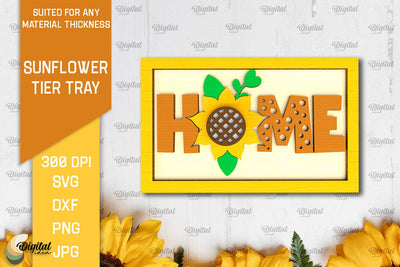 Sunflower Tier Tray Laser Cut. Sunflower Decor SVG SVG Evgenyia Guschina 