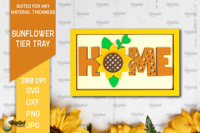 Sunflower Tier Tray Laser Cut. Sunflower Decor SVG SVG Evgenyia Guschina 