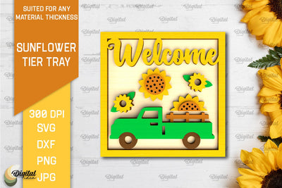 Sunflower Tier Tray Laser Cut. Sunflower Decor SVG SVG Evgenyia Guschina 