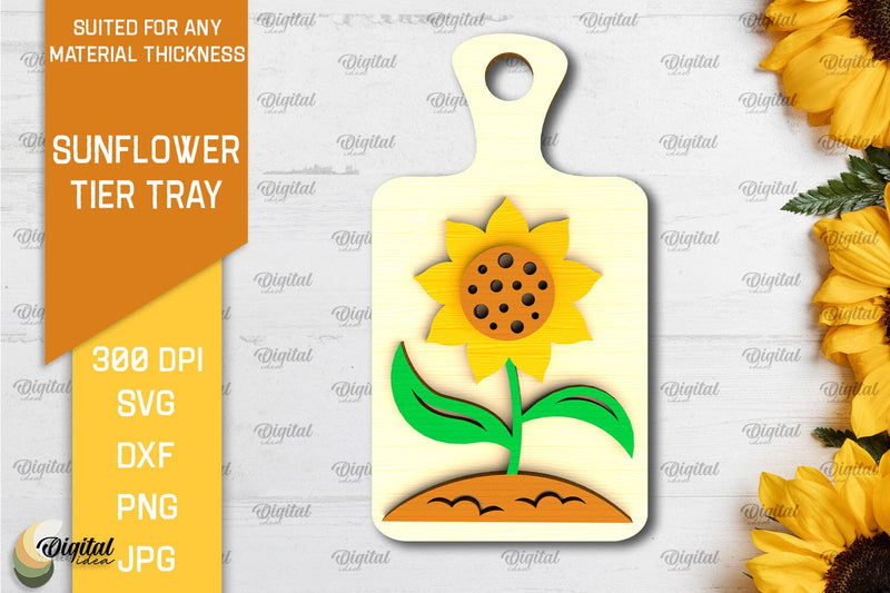 Sunflower Tier Tray Laser Cut. Sunflower Decor SVG SVG Evgenyia Guschina 