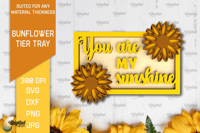 Sunflower Tier Tray Laser Cut. Sunflower Decor SVG SVG Evgenyia Guschina 
