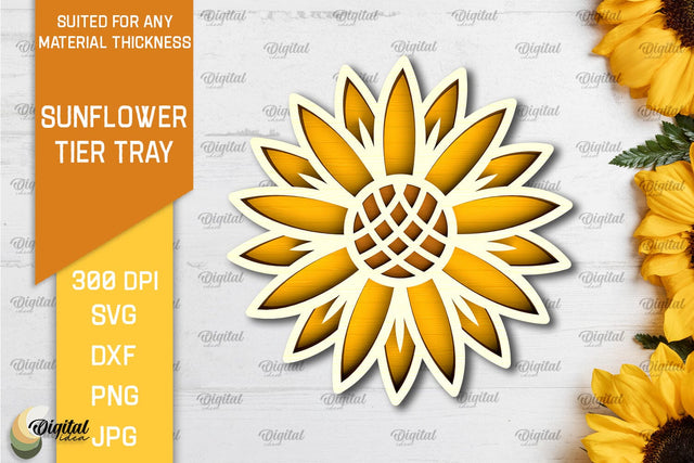 Sunflower Tier Tray Laser Cut. Sunflower Decor SVG SVG Evgenyia Guschina 