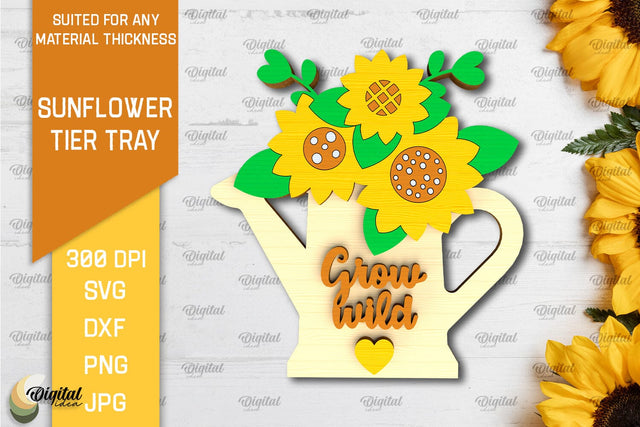 Sunflower Tier Tray Laser Cut. Sunflower Decor SVG SVG Evgenyia Guschina 