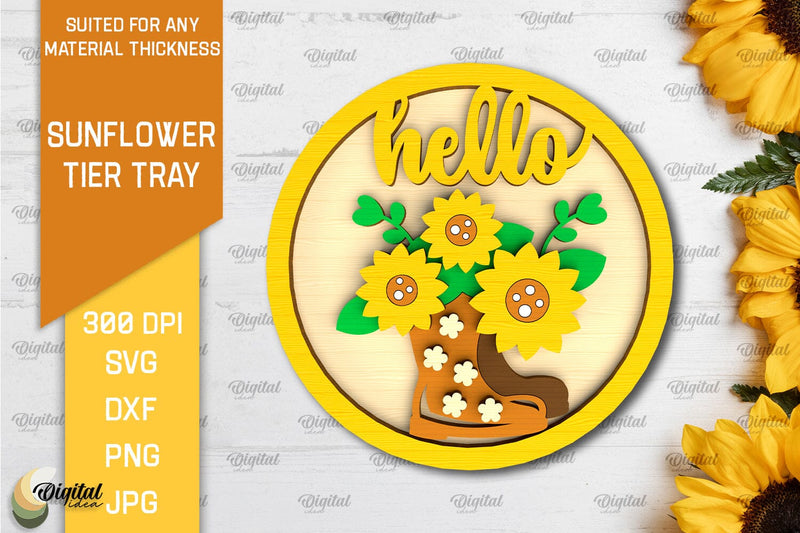 Sunflower Tier Tray Laser Cut. Sunflower Decor SVG SVG Evgenyia Guschina 