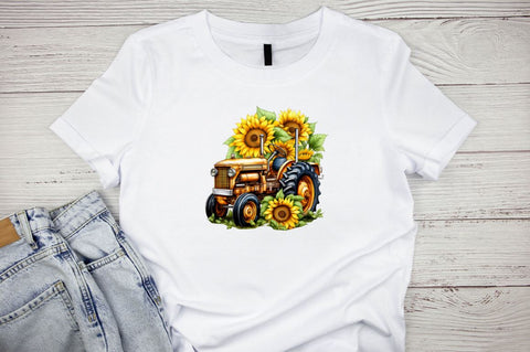 Sunflower Tractor Collection Clipart Bundle Sublimation Designangry 