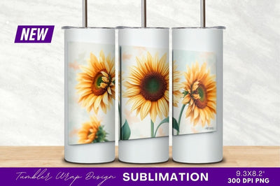 Sunflower triptych wall art tumbler png Sublimation Regulrcrative 