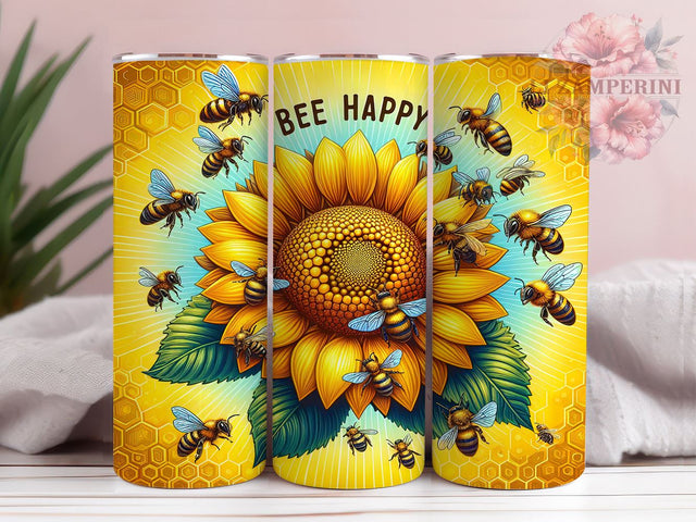 Sunflower Tumbler, Bee Happy Gift, Sublimation Wrap, Floral Drinkware, 20oz Tumbler, Bee Decor, Spring Summer Decor Sublimation Li Zamperini 