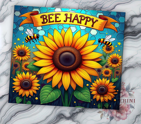 Sunflower Tumbler, Bee Happy Gift, Sublimation Wrap, Floral Drinkware, 20oz Tumbler, Bee Decor, Spring Summer Decor Sublimation Li Zamperini 