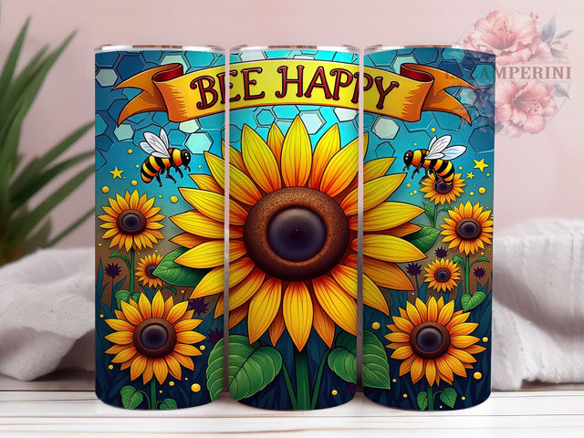 Sunflower Tumbler, Bee Happy Gift, Sublimation Wrap, Floral Drinkware, 20oz Tumbler, Bee Decor, Spring Summer Decor Sublimation Li Zamperini 