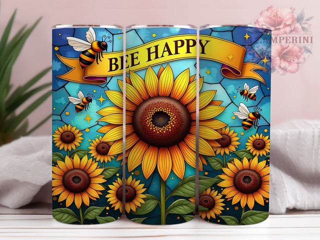 Sunflower Tumbler, Bee Happy Gift, Sublimation Wrap, Floral Drinkware, 20oz Tumbler, Bee Decor, Spring Summer Decor Sublimation Li Zamperini 