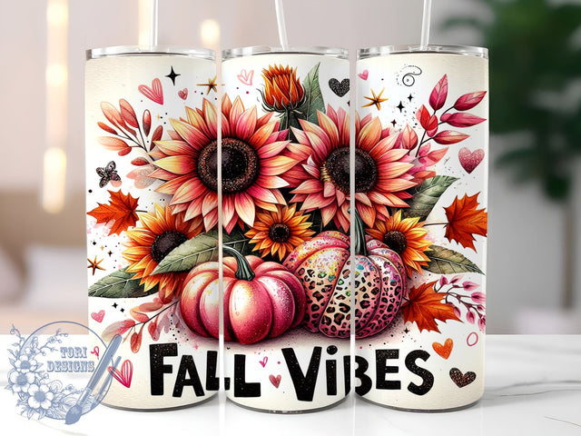 Sunflower Tumbler, Fall Vibes Design, Sublimation PNG, Autumn Decor, Seasonal Gift, 20 oz Tumbler, Harvest Art, Cozy Fall Craft Sublimation ToriDesigns 