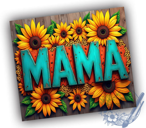 Sunflower Tumbler, Mama Tumbler, Sublimation Design, 20oz Tumbler, Floral Gift, Personalized Mama Gift, Mother's Day Gift, Sunflower Decor Sublimation ToriDesigns 