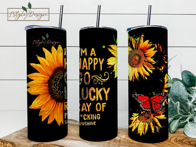 Sunflower Tumbler with Saying Butterfly Coffee Cup Black Stainless Steel Travel Mug Sublimation iStyleDesign 