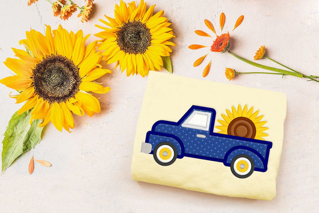 Sunflower Vintage Truck Applique Embroidery Embroidery/Applique DESIGNS Risa Rocks It 