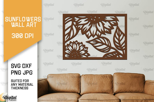 Sunflower Wall Art Laser Cut. Sunflower Wall Decor SVG SVG Evgenyia Guschina 