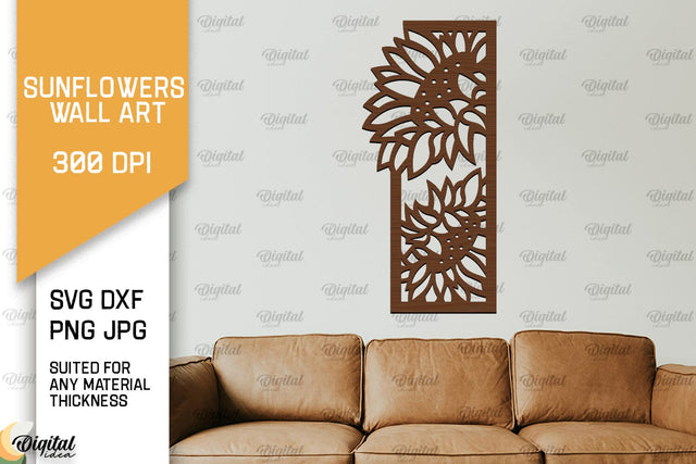 Sunflower Wall Art Laser Cut. Sunflower Wall Decor SVG SVG Evgenyia Guschina 
