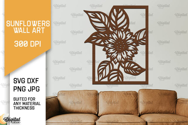 Sunflower Wall Art Laser Cut. Sunflower Wall Decor SVG SVG Evgenyia Guschina 