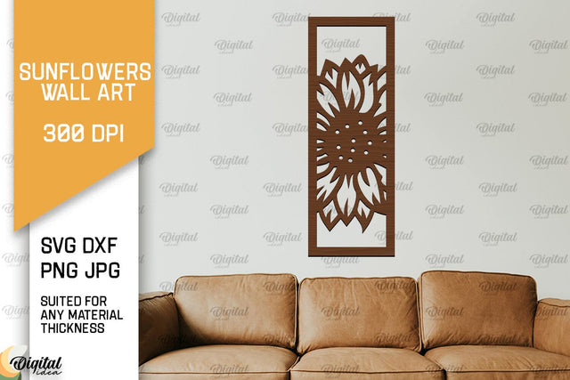Sunflower Wall Art Laser Cut. Sunflower Wall Decor SVG SVG Evgenyia Guschina 