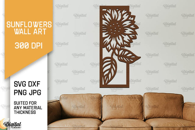 Sunflower Wall Art Laser Cut. Sunflower Wall Decor SVG SVG Evgenyia Guschina 