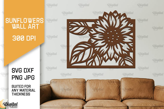 Sunflower Wall Art Laser Cut. Sunflower Wall Decor SVG SVG Evgenyia Guschina 