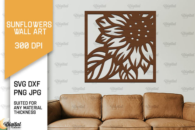 Sunflower Wall Art Laser Cut. Sunflower Wall Decor SVG SVG Evgenyia Guschina 