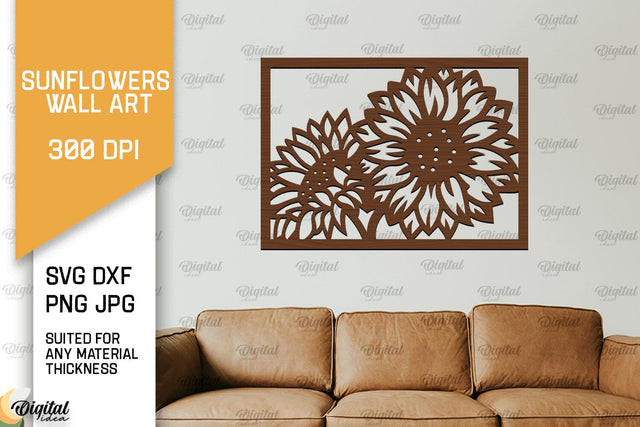 Sunflower Wall Art Laser Cut. Sunflower Wall Decor SVG SVG Evgenyia Guschina 