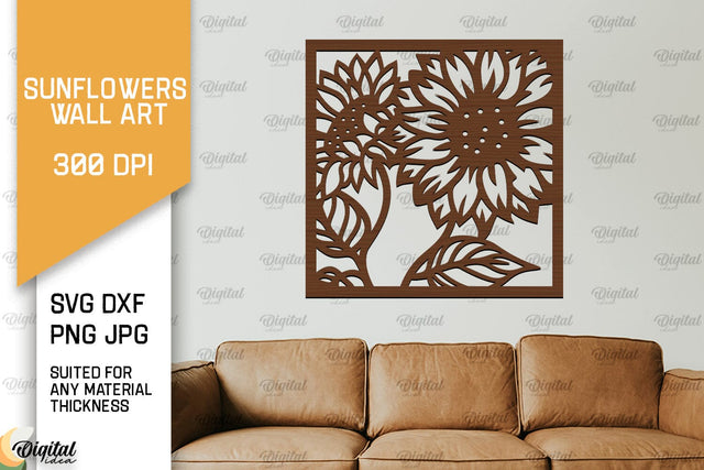 Sunflower Wall Art Laser Cut. Sunflower Wall Decor SVG SVG Evgenyia Guschina 
