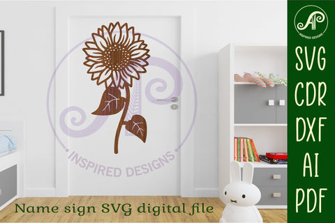 Sunflower wall sign cut out laser cut file SVG APInspireddesigns 