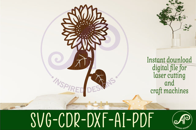 Sunflower wall sign cut out laser cut file SVG APInspireddesigns 