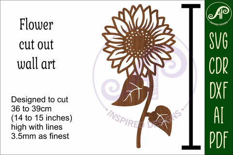 Sunflower wall sign cut out laser cut file SVG APInspireddesigns 