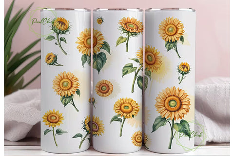 Sunflower Watercolor 20oz Tumbler Design Sublimation PixelChick 