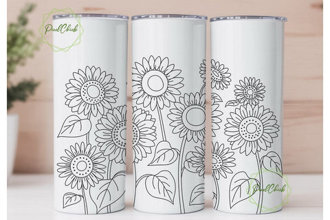 Sunflower Watercolor 20oz Tumbler Design Sublimation PixelChick 