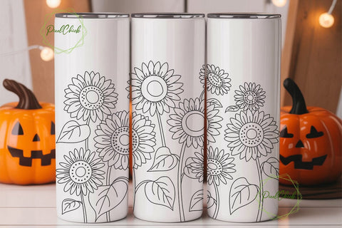 Sunflower Watercolor 20oz Tumbler Design Sublimation PixelChick 