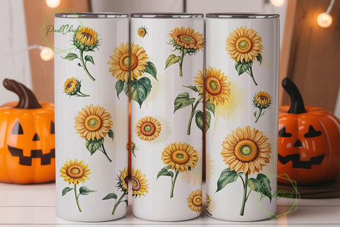 Sunflower Watercolor 20oz Tumbler Design Sublimation PixelChick 