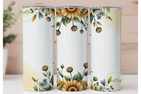 Sunflower Watercolor 20oz Tumbler Sublimation PixelChick 