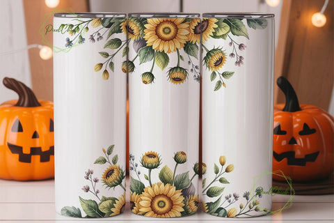 Sunflower Watercolor 20oz Tumbler Sublimation PixelChick 