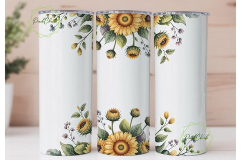 Sunflower Watercolor 20oz Tumbler Sublimation PixelChick 