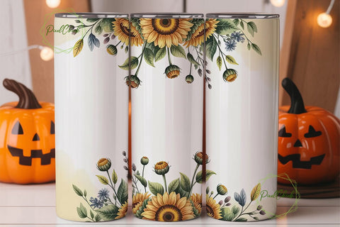 Sunflower Watercolor 20oz Tumbler Sublimation PixelChick 