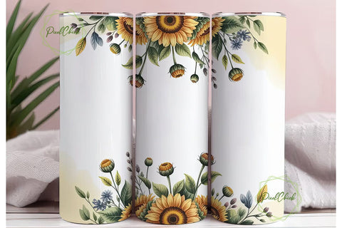 Sunflower Watercolor 20oz Tumbler Sublimation PixelChick 