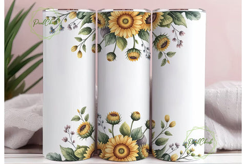Sunflower Watercolor 20oz Tumbler Sublimation PixelChick 