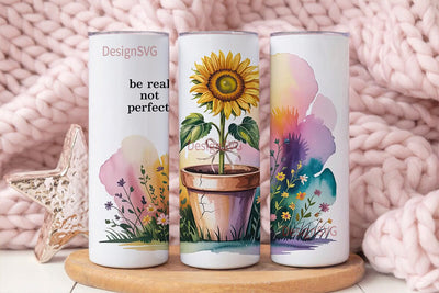 Sunflower Watercolor 20oz Tumbler Wrap Sublimation DesignSVG 