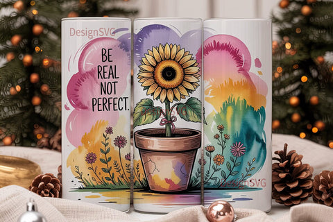 Sunflower Watercolor 20oz Tumbler Wrap Sublimation DesignSVG 