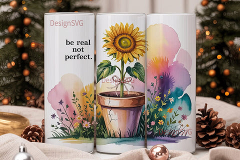 Sunflower Watercolor 20oz Tumbler Wrap Sublimation DesignSVG 