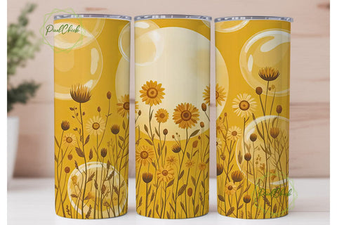 Sunflower Watercolor 20oz Tumbler Wrap Sublimation PixelChick 
