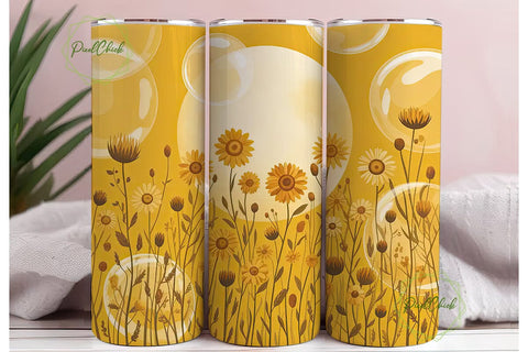 Sunflower Watercolor 20oz Tumbler Wrap Sublimation PixelChick 