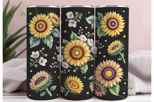 Sunflower Watercolor 20oz Tumbler Wrap Sublimation PixelChick 
